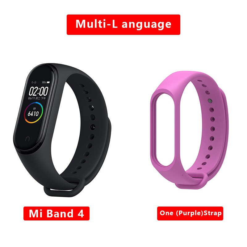 Xiaomi MiBand4 Fitness Tracker 0.95Color AMOLED 5.0 Smart Bracelet Monitor 50m Waterproof 135mAh up to 20Days Activity Tracker: purple