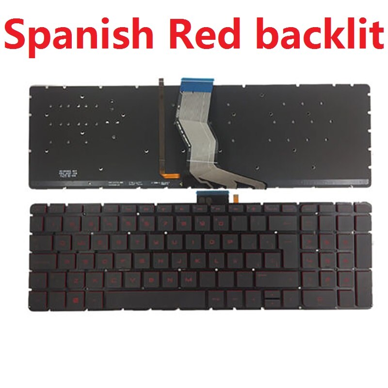 Clavier d&#39;ordinateur portable US/UK/LA/SP/FR pour HP Pavilion 15-AK 15-BC 15z-ab 17-U 17T-U 17-ab 17-G 17-W TPN-Q174 TPN-Q172 15-AR: SP Red  with backlit