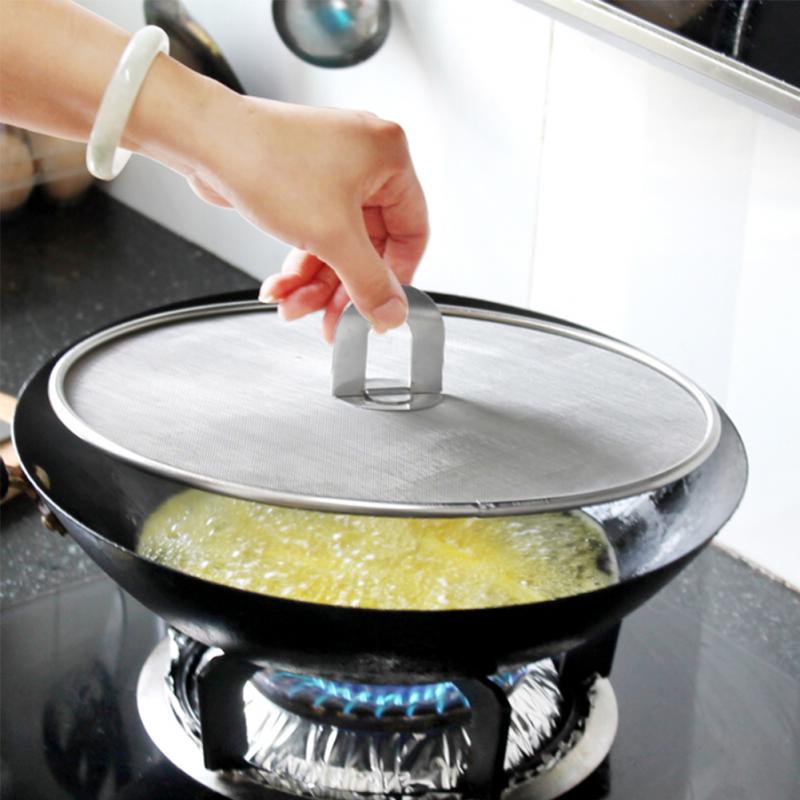 25 cm/29 cm/33 cm Rvs Ploetert Screen Mesh Pot Deksel Deksel Olie Koekenpan Deksel koken Gereedschap Keuken Accessoires #5