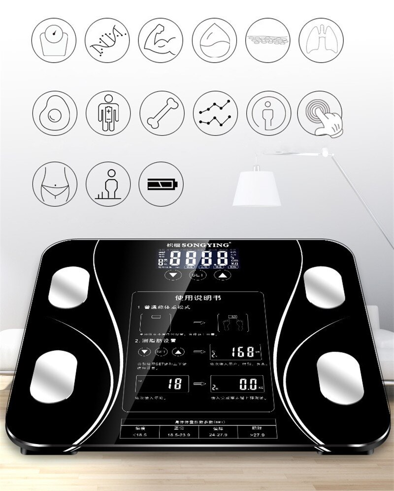 Badkamer Body Floor Weegschalen Lichaamsvet Schaal Gewicht Weegschalen Voor Body Weegschalen Gehard Glas Lcd Display