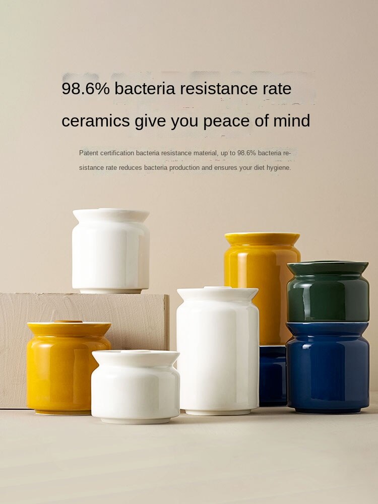 Ceramic Sealed Can Household Coffee Bean Storage Jar Sealed Kitchen Sauce Preservation Seasoning Salt Sugar Container