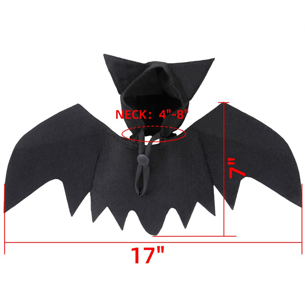 Godt sundt dyr kæledyr hund kat flagermus vinge med hætte halloween fancy dress kostume outfit filt klud sort