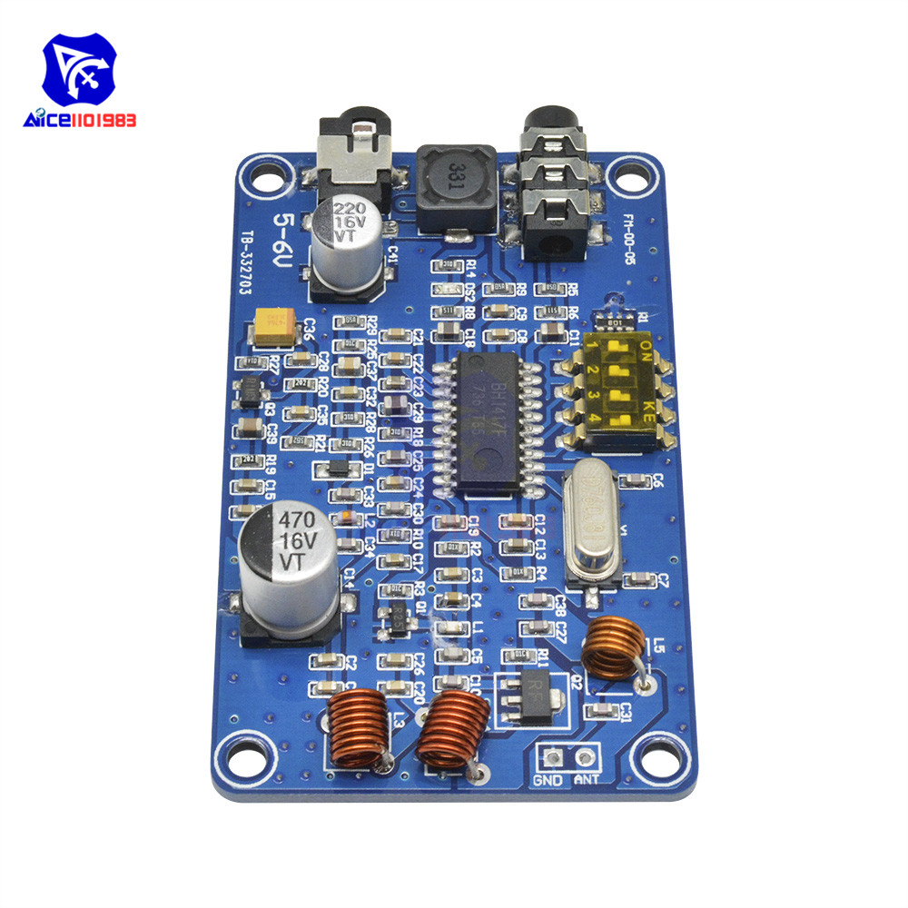 diymore BH1417 50Hz-15000Hz Wireless Stereo PLL FM Transmitter Module Digital 2 Channel Radio Station Board DC 5-6V