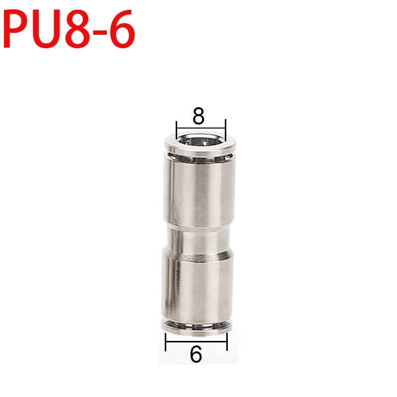 PU PG brass metal pneumatic quick coupling straight through 4 6 8 10 12mm air compressor hose high pressure connector: PG8-6