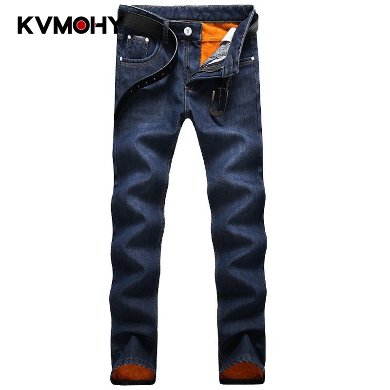Spijkerbroek heren katoen vintage fluweel coole broek herfst & winter warme dikke denim jeans blauwe broek lange rechte broek