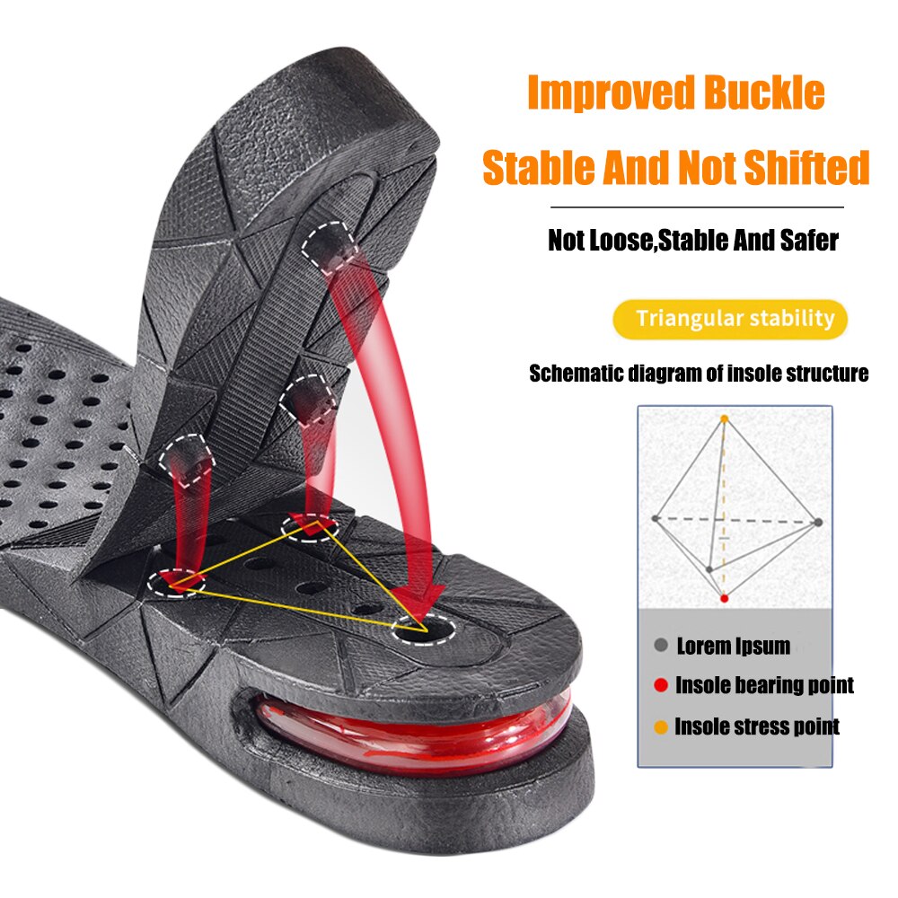 3-7.5cm Height Increase Insoles for Men Women Feet Heel Lift Inserts Height Adjustable Shock Absorption Heightening Shoe Pads