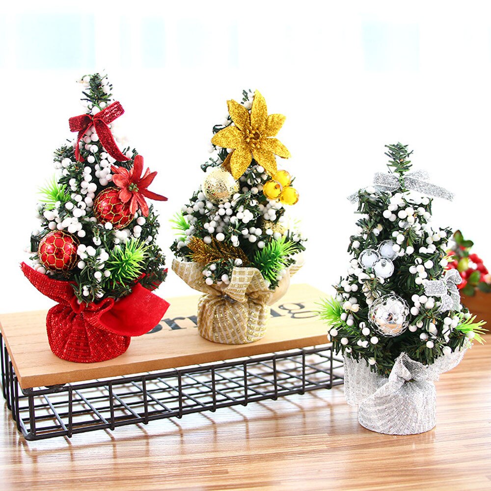 Navidad Mini Kerstboom Kunstmatige Kerst Mini Ceder Ornamenten Festival Tafel Miniatuur Kerst Decoraties Voor Huis Cd