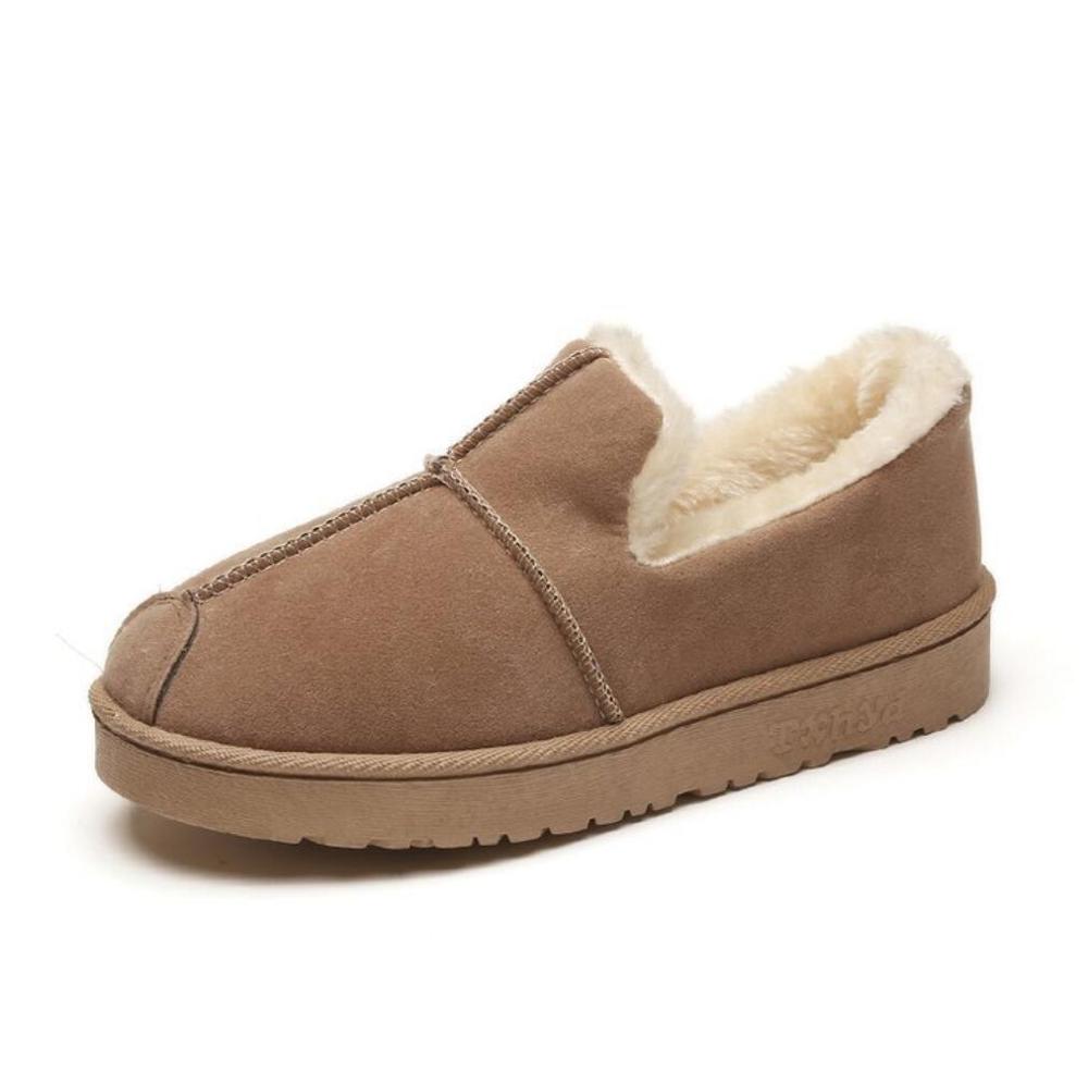 Bont Warm Loafers Winter Vrouwen Schoenen Vrouw Flats Pluche Dames Schoenen Casual Slip-On Sneeuw Schoenen Zapatos de Mujer: khaki / 8