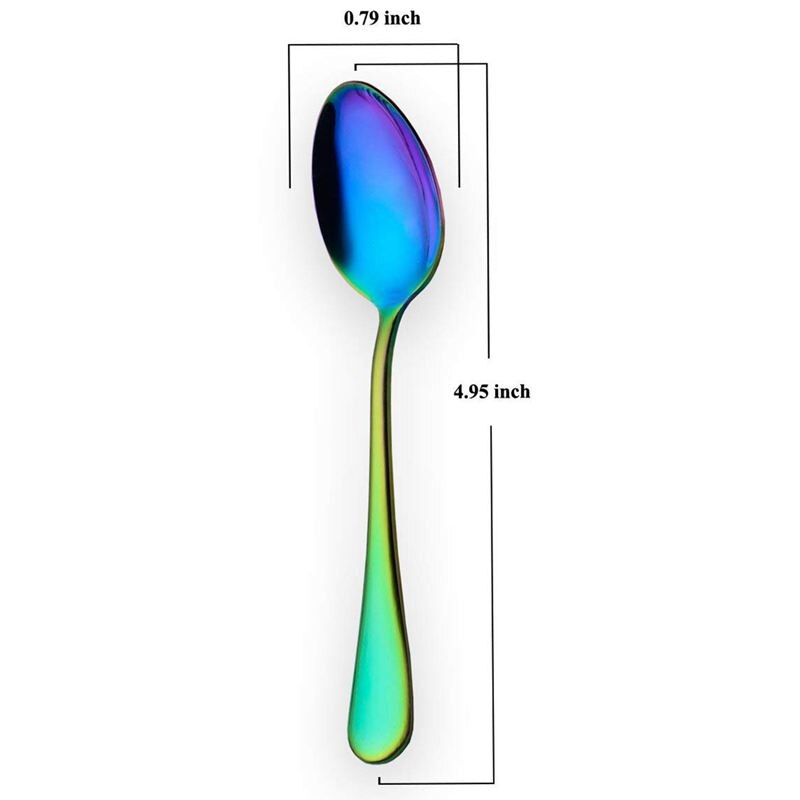 Cuillère à café couleur arc-en-ciel, Mini cuillère à gâteau en acier inoxydable, ensemble de 6 cuillères à café