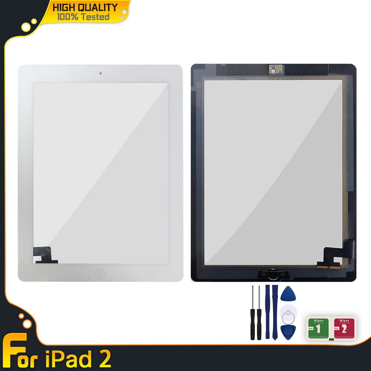 Tested Touch Screen For iPad 2 A1395 A1396 A1397 Touch Screen Digitizer Sensor Glass Panel Replacement Parts