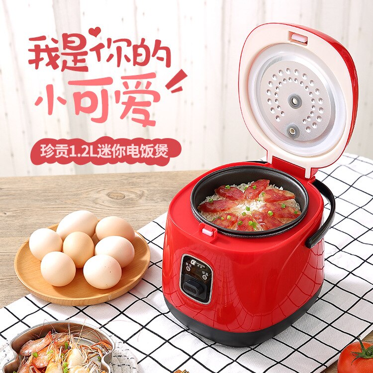 Rice Cooker Small 1-2 People Rice Cooker Household Smart Kitchen Appliances: Red-Round
