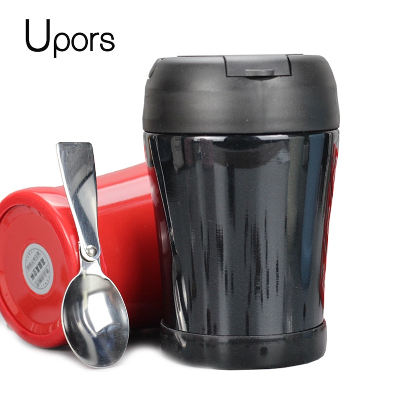 Upors 350ml mattermos med hopfällbar sked 304 rostfritt stål bärbar bento matlåda termoflaska minitermos för mat