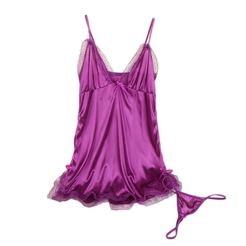 Zwangere Vrouwen Sling Kant Nachtkleding Vrouw Sexy V-Hals Nachthemd Sexy Nachthemd Veterzijde Comfortabele Nachtkleding: Bruin