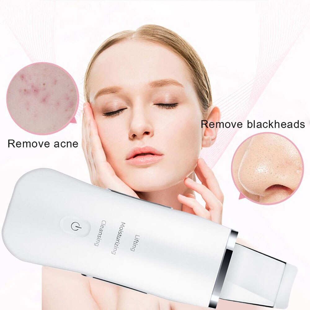 Ultrasonic Skin Scrubber Deep Facial Cleaner Machine Peeling Shovel Face Pore Cleaner Face Skin Scrubber Face Lift Machine