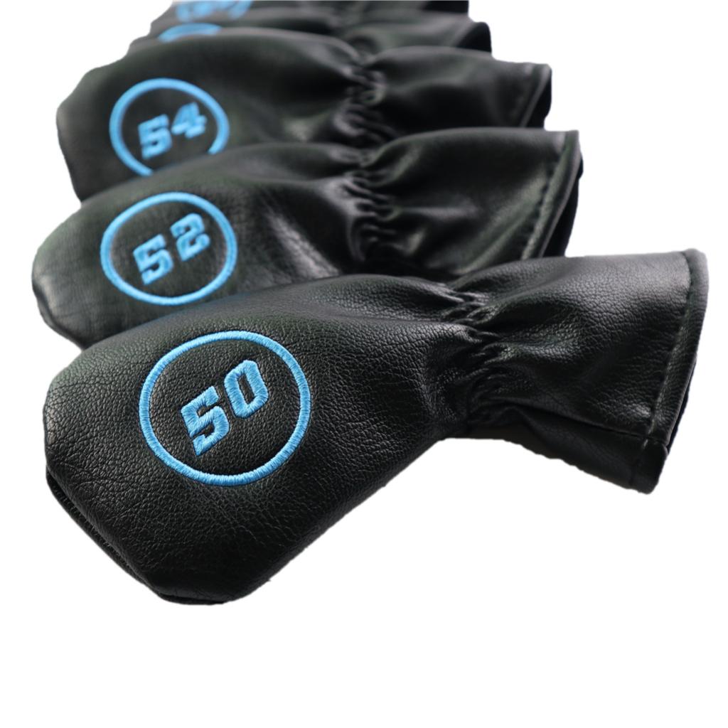 6Pcs Pu Leer Golf Club Head Cover Headcovers Wedge Iron Putter Beschermen Mouw