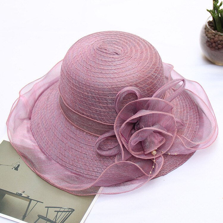 Chapeaux Vintage à fleurs de mariée, accessoires de mariage élégants, chapeaux en Organza pour femmes, Occasion formelle: 003