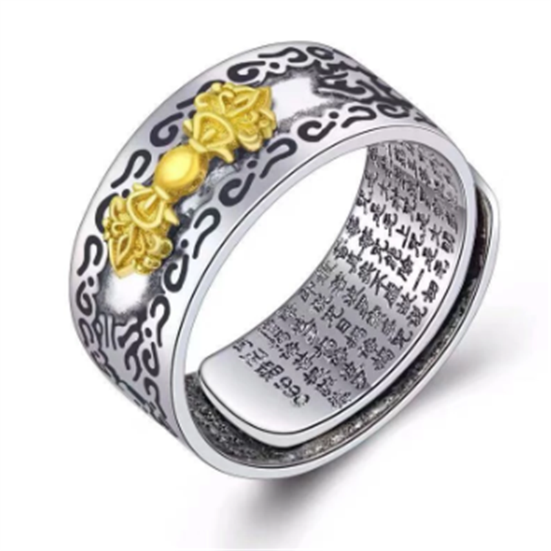 Anillo de encanto mágico para hombre y mujer, amuleto feng shui de la suerte, ajustable, joyería budista, , ,