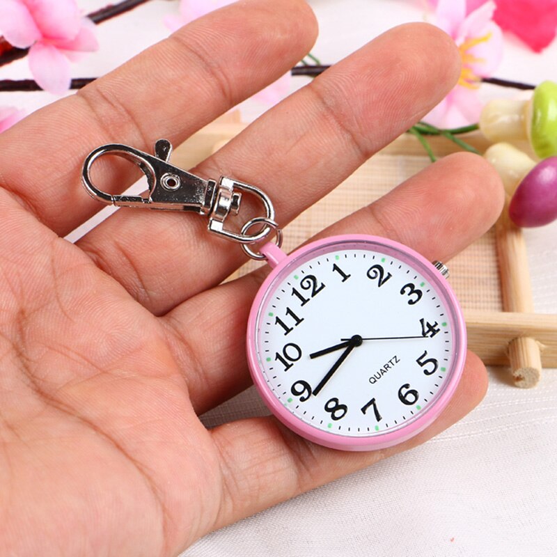 Quartz Zakhorloge Sleutelhanger Klokken Ronde Wijzerplaat Draagbare Eenvoudige Hanger Voor Vrouwen Mannen