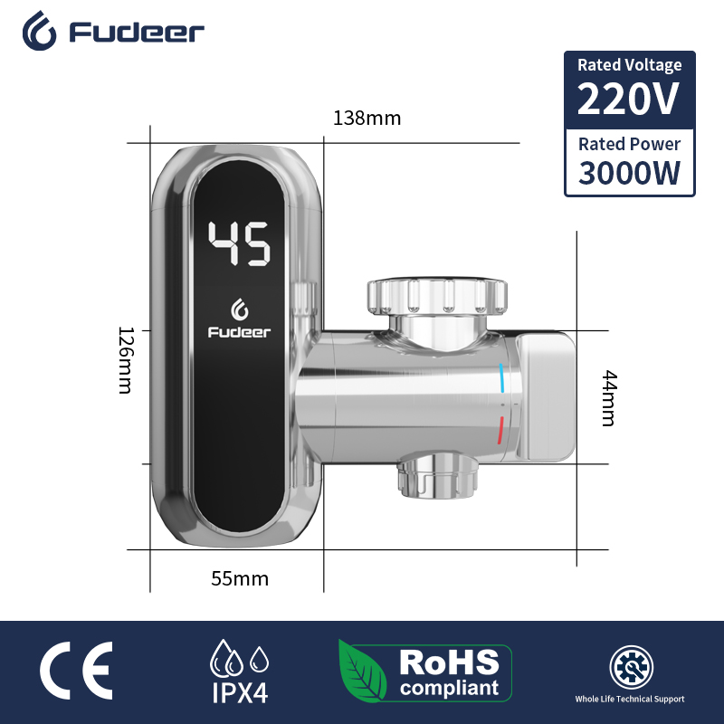 Fudeer 220V Water Heater Bathroom Accessories Electric Water Heater Kitchen Faucet Conector Instant Water Tap Adapter: Blue