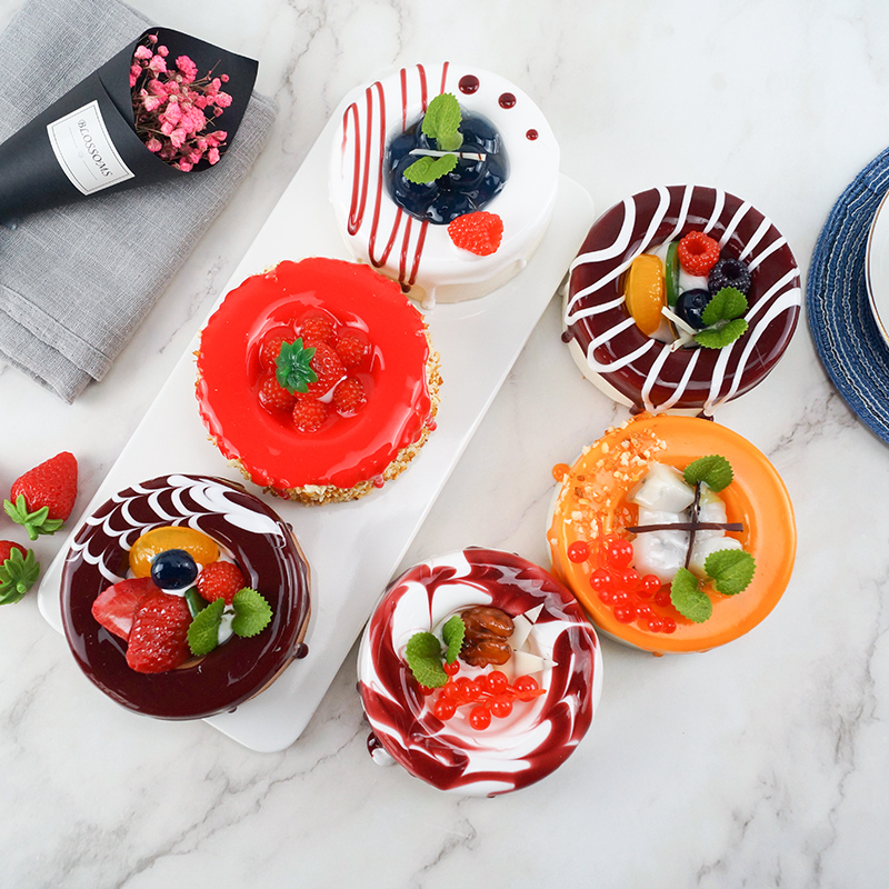 1 Pc Pu Kunstmatige Taart Simulatie Voedsel Magnetische Koelkast Plakken Ronde Donut Taart Voor Wedding Thuis Decoratie Fotografie Prop