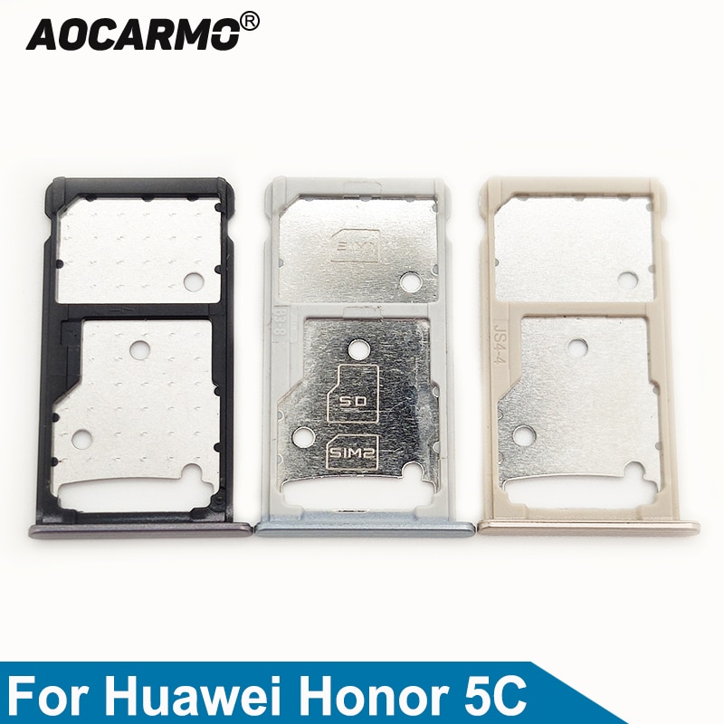 Aocarmo Grey/Silver/Gold SD MicroSD Holder Nano Sim Card Tray Slot For Huawei Honor 5C Replacement Part