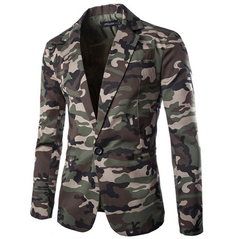 Zogaa herr kamouflage kavaj höstmärke camo enknapps kavaj herr slim fit nedfällbar krage kostymjacka för män casual kappor