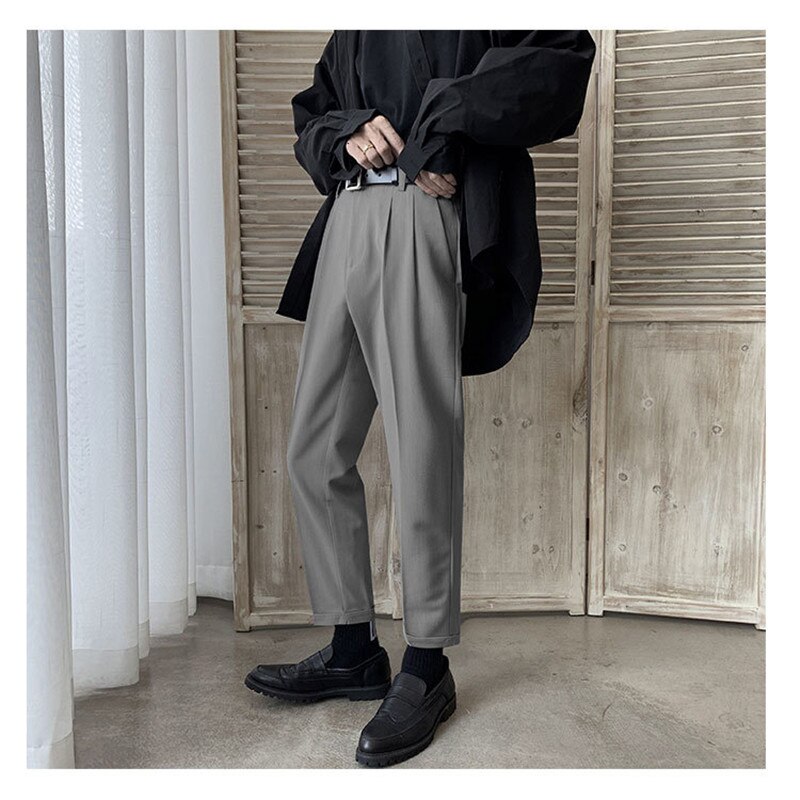 Pantalones de traje de negocios para hombre, Pantalón elástico, color sólido, holgado y cómodo, color negro y azul, talla 29-40