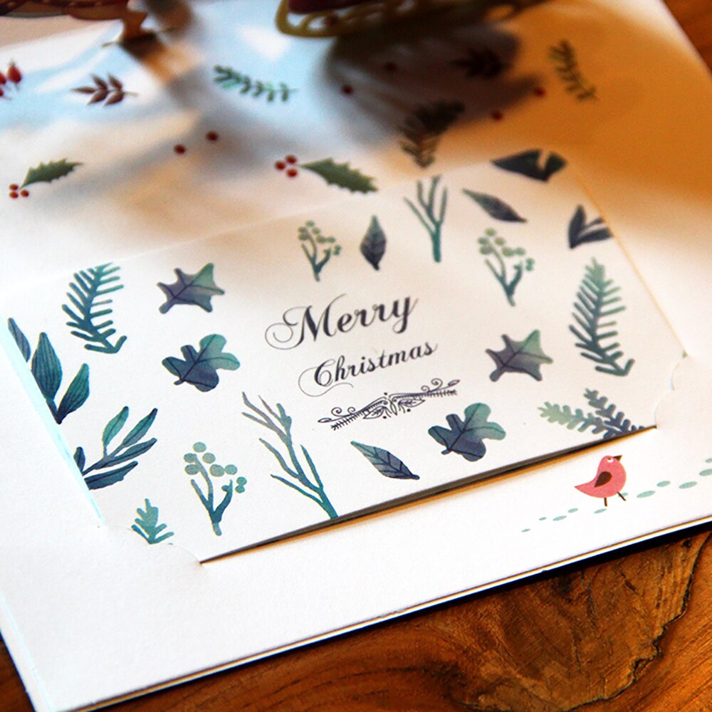 1Pc 3D Up Kerstkaart Nieuwjaar Uitnodigingskaarten Met Envelop Kerstman Herten Wenskaarten Party Decoratie