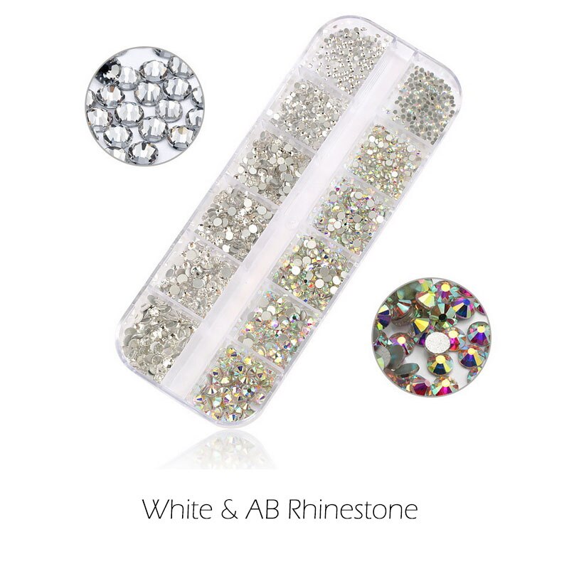 Glitter Nail Art Crystal Ab Diamant Edelstenen Strass Glas Platte Terug Acryl 3D Nagels Decoratie: Type 2