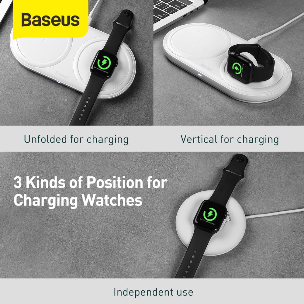 Baseus 2 in 1 senza fili caricabatterie pad per Mela Osservare 5 4 3 10W Multi-angolo di Ricarica Veloce per il iPhone 11 Airpods pro per Samsung S20