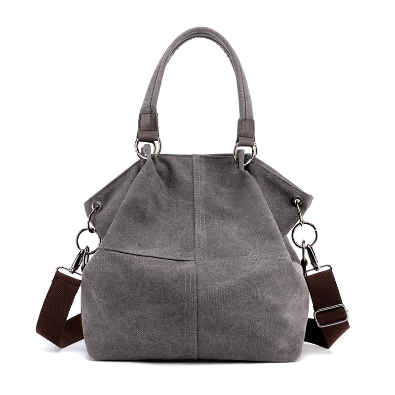 Mode Canvas Vrouwen Tassen Winkelen Vintage Vrouwen Handtassen Grote Capaciteit Vrouwen Schoudertas Casual Tote Bag: grey