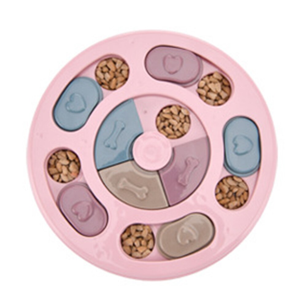 Creatieve Trage Voedsel Kom Voor Kleine Middelgrote Honden Puppy Voeden Doseren Training Disc Plastic Interactieve Puzzel Speelgoed: B Pink