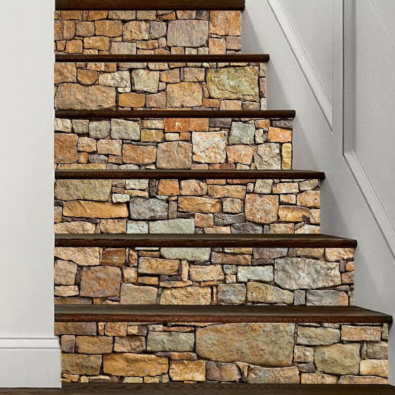 Escadaria de Pedra 6 Pçs/set 3D Stairway Riser Escada Piso Etiqueta Auto Adesiva DIY Decalque Da Parede Do PVC Multi Pacote-peça À Prova D' Água