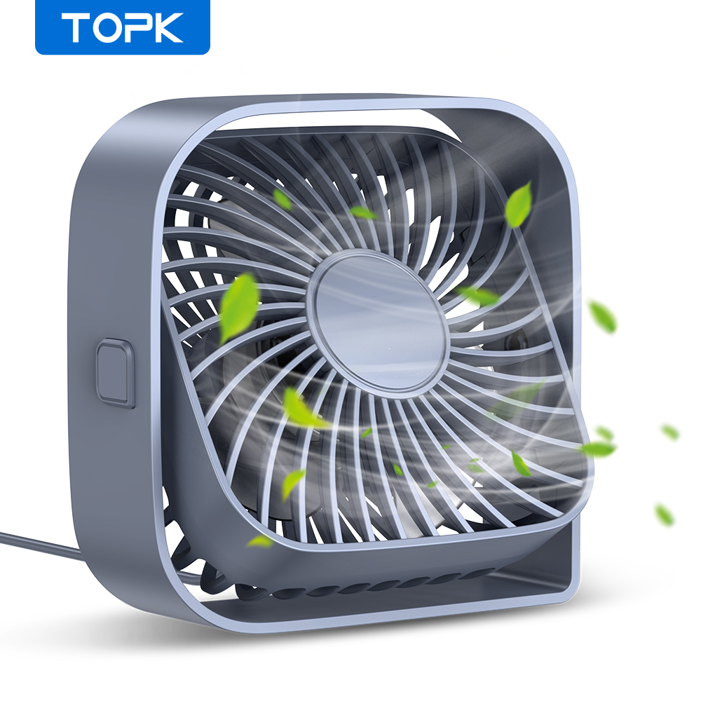 Topk Usb Bureauventilator 360 ° Rotatie Aanpassing Draagbare Koelventilator 3 Snelheid Ultra Stille Krachtige Mini Tafelventilatoren Voor Thuiskantoor: YELLOW