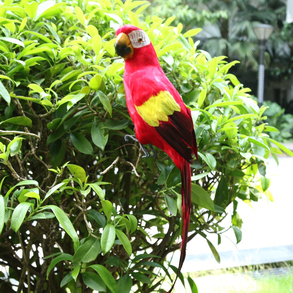 Garden Ornament Parrot Patio Decor Outdoor Artificial Animals Red & Green