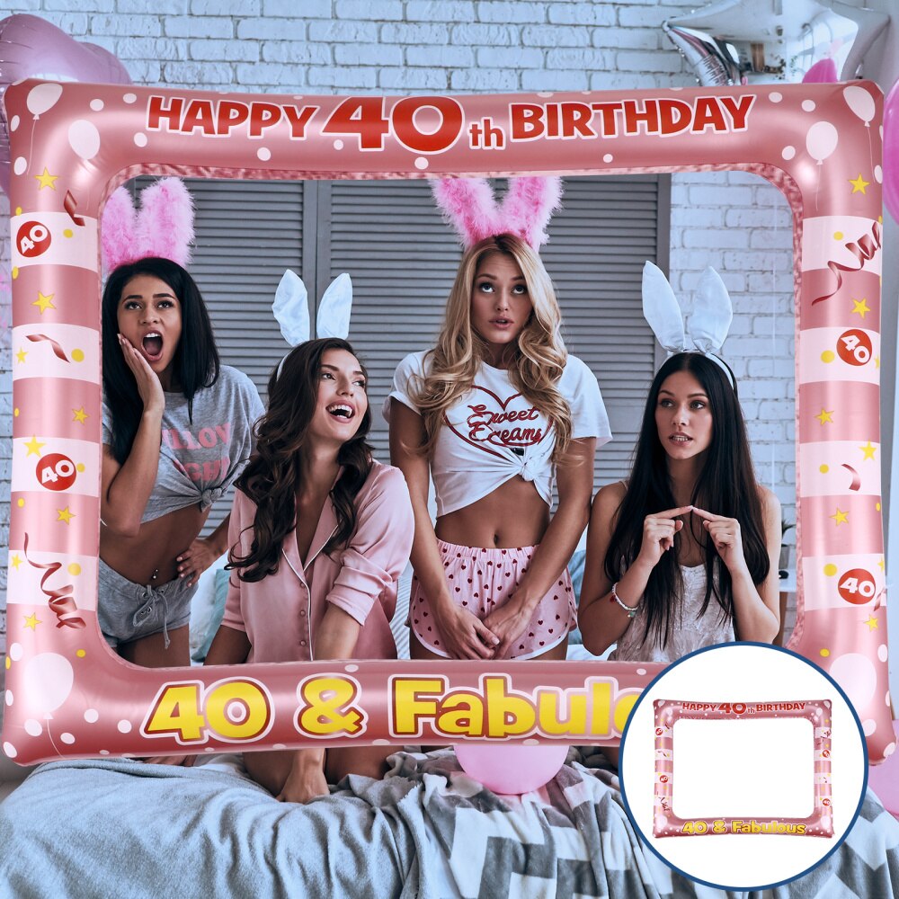 1 Pc Birthday Inflatable Photo Frame PVC Party Photo Props Supply for Age 18: 40 years old