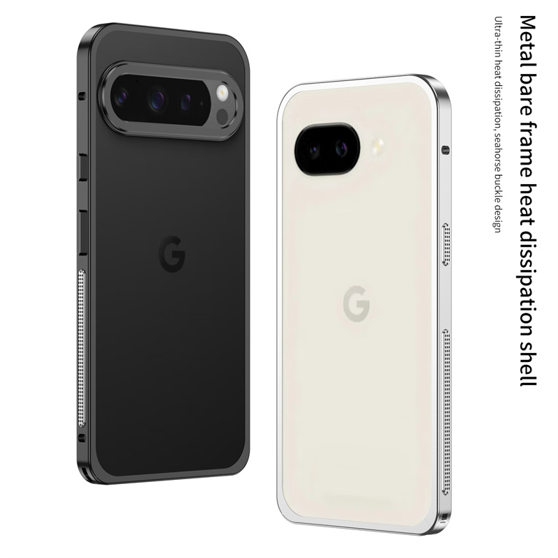 Kjøledeksel til google pixel 9 10 pro xl, aluminiumslegering, metallkant, medium ramme, telefondeksel til pixel 9 9 pro 5g