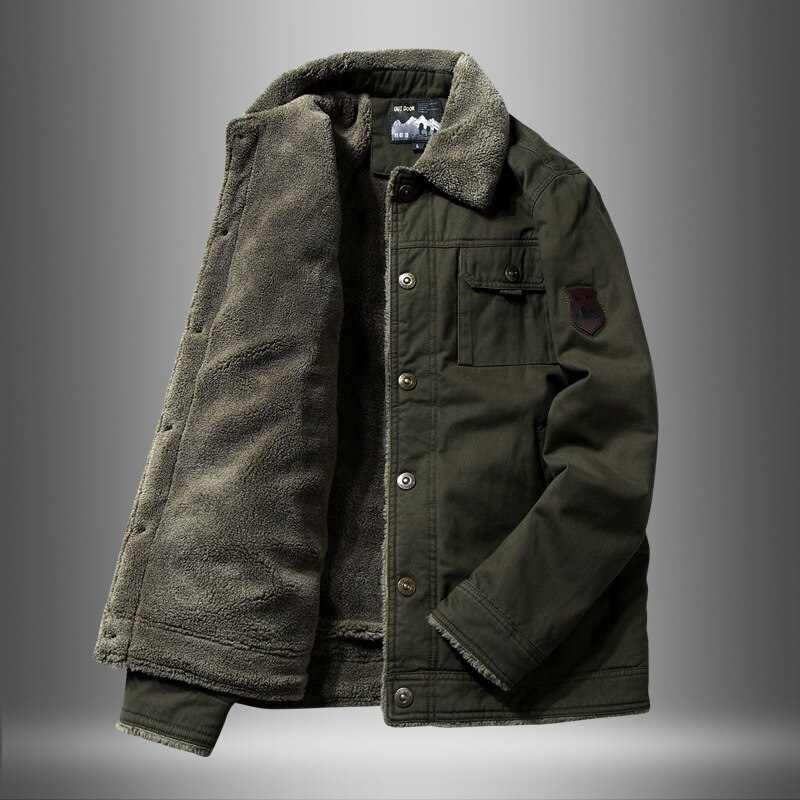 NANCY telo-Chaqueta térmica de lana para hombre, tejido cálido de algodón para acampar y hacer senderismo, a la , para exteriores, a prueba de viento, Invierno: Army Green / M