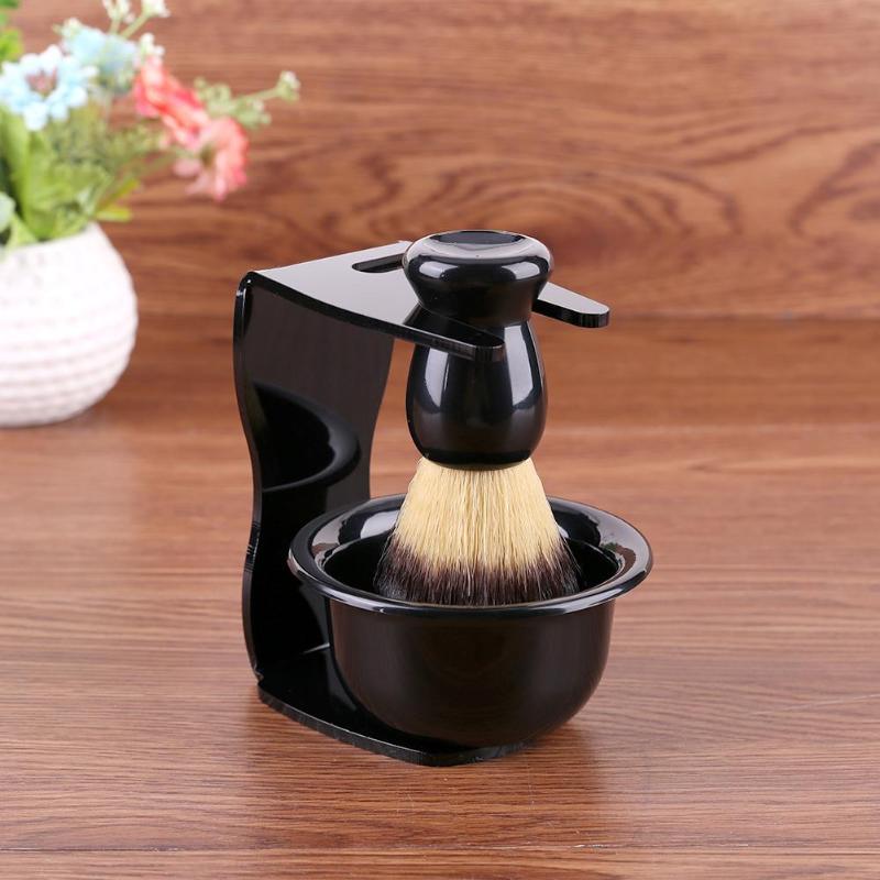 3 In 1 Shaving Soap Bowl +Shaving Brush+ Shaving Stand Bristle Hair Shaving Brush Men Beard Cleaning Tool Top