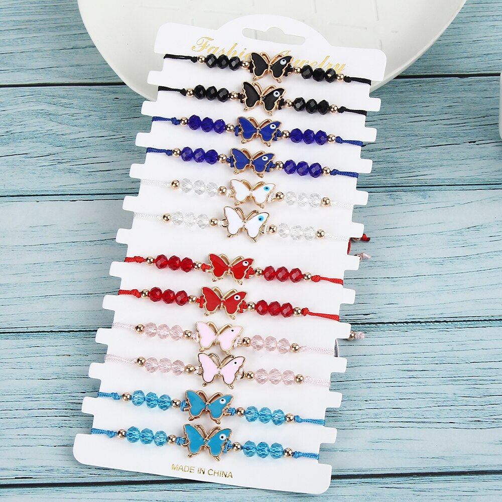 Frauen Männer 12 teile/satz Schmetterling Reize Samen Perlen Armbinde Einstellbar Seil Kette Fußkettchen Mädchen freundlicher Schmuck
