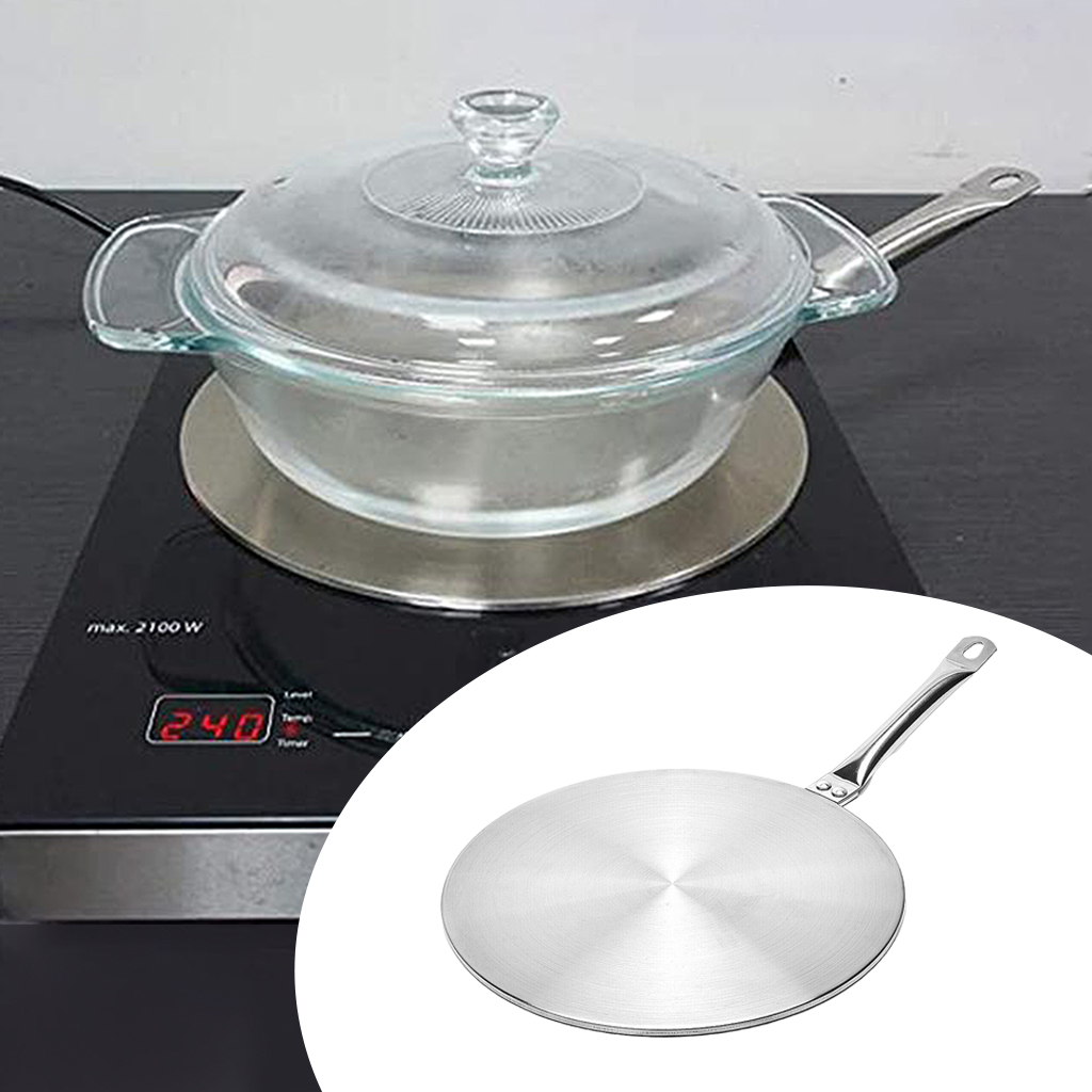 Stainless Steel Induction Hob Adapter Plate Heat Diffuser Converter w/ Handle Cooker Household for Gas Burners Induction Stove