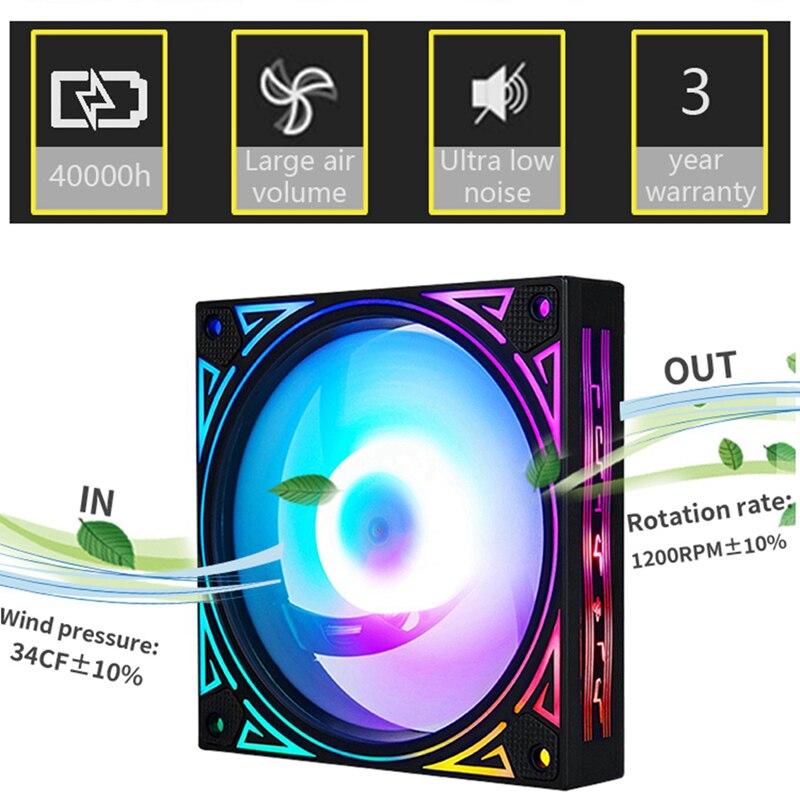 Cooling RGB Fan 120mm with Remote Control Controller Adjustable Speed Adjust LED 12CM PC Case Fans for Computer Components