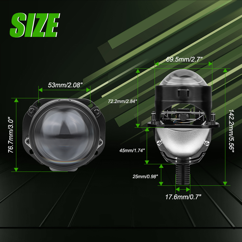 Halo Angel Eyes Lens Projetor, Faróis de carro Retrofit, 2.5 Polegada, 80mm, alta, feixe baixo, bi luzes LED, H4, H7, 9005, HB3, 9006, HB4