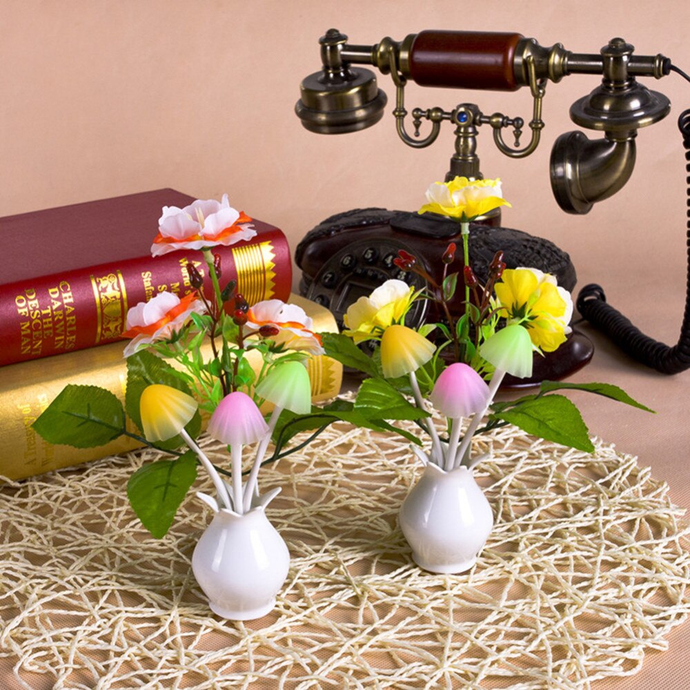 Lichtgevende Kleurrijke Granaatappel Bloem Nachtlampje Lila Lamp Sensor US Plug Paddestoel Bloem Plant Slaapkamer Bruiloft Decoratie