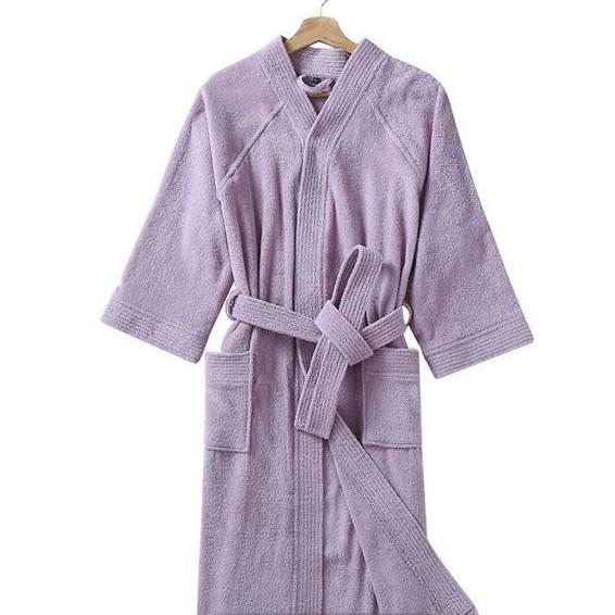 Katoenen Badstof Paar Gewaad Kimono Badjas Gown Losse Ongedwongen Nachtkleding Nachtjapon Witte Lange Mouw Nachtkleding Vrouwen Homewear: Purple / Xxl