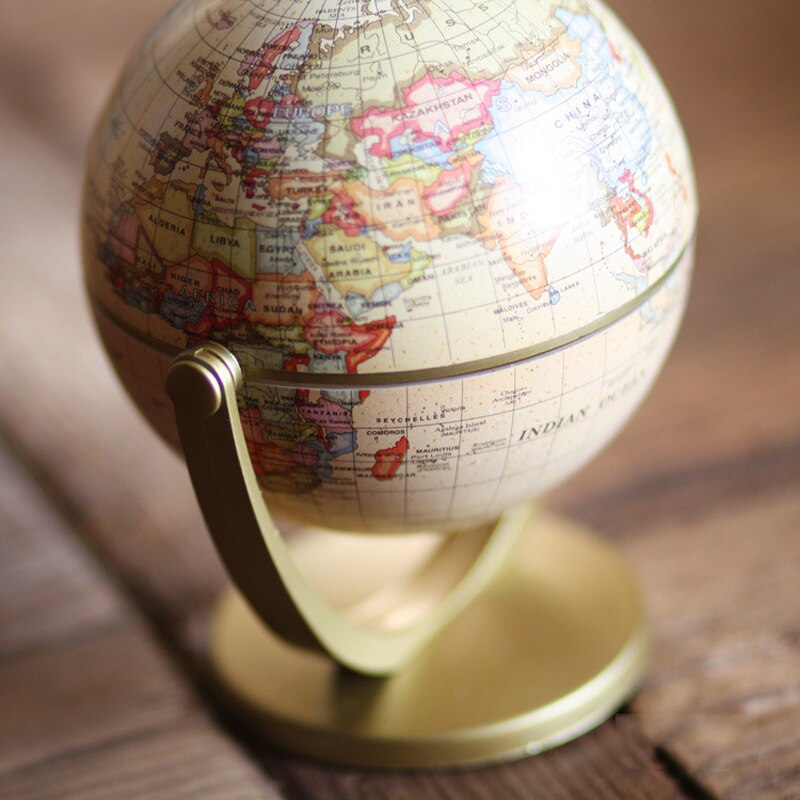 Retro Rotating World Globe Earth Map World Globe English Version Ornaments Geography Study Home Office Desktop Decorations