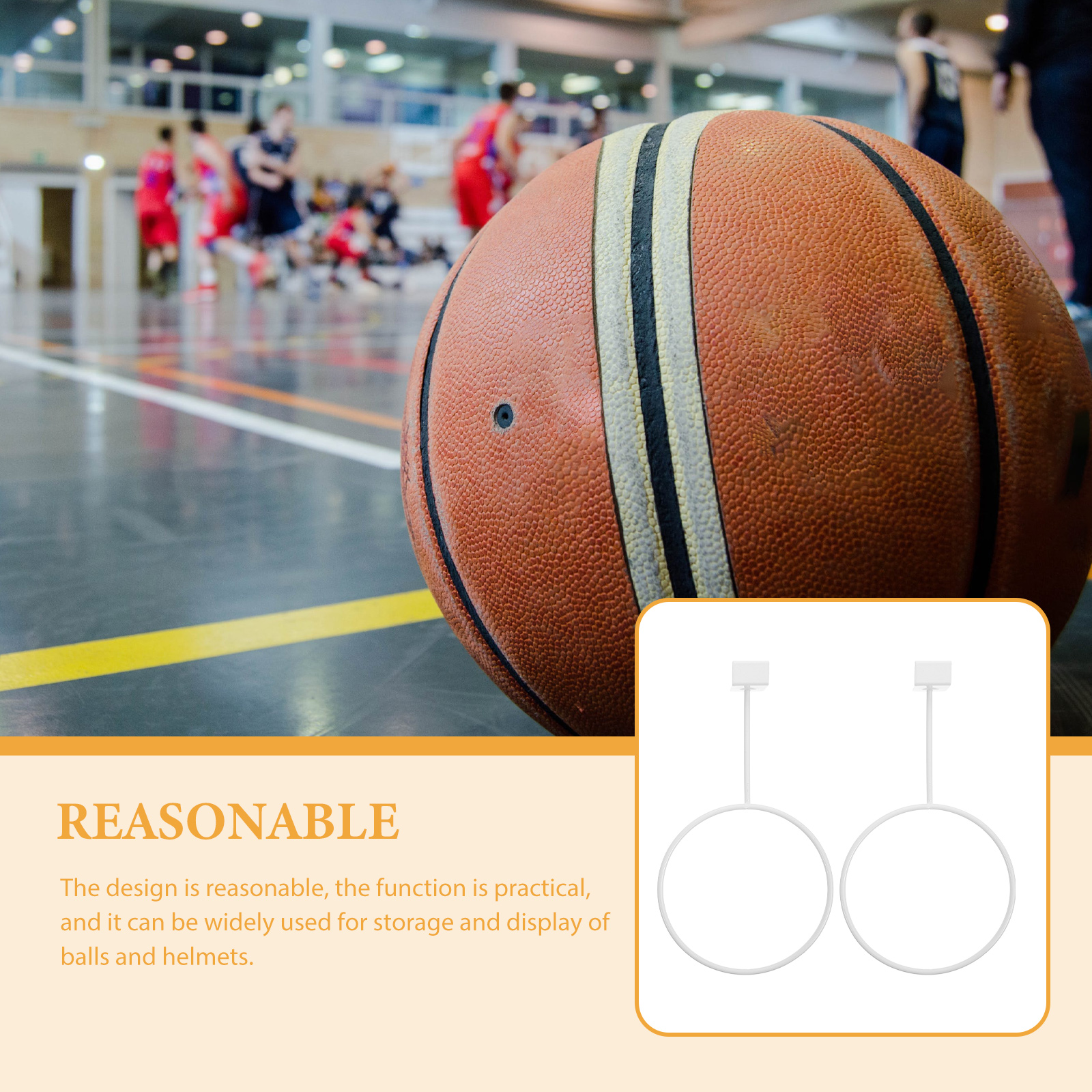 2Pcs Mounted Basketball Holder Iron Balls Storage Rack Hats Display Rack for Displaying (White)