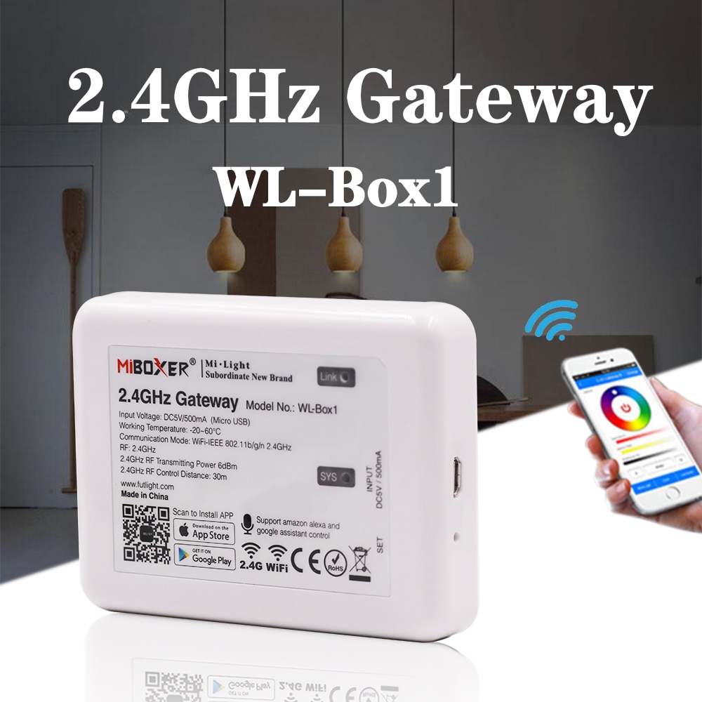 Mi lumière WiFi boîte RGBCCT contrôleur 2.4GHz passerelle MIBOXER WL-Box1 4 zones RF télécommande couleur température LED gradateur