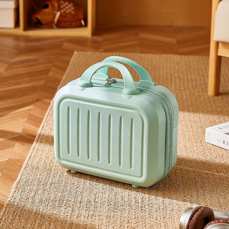14-Inch Women's Makeup Carry-On Suitcase - Small Cabin Cosmetic Bag Hand Storage Mini Luggage for Short Trip Travel Luggage: green