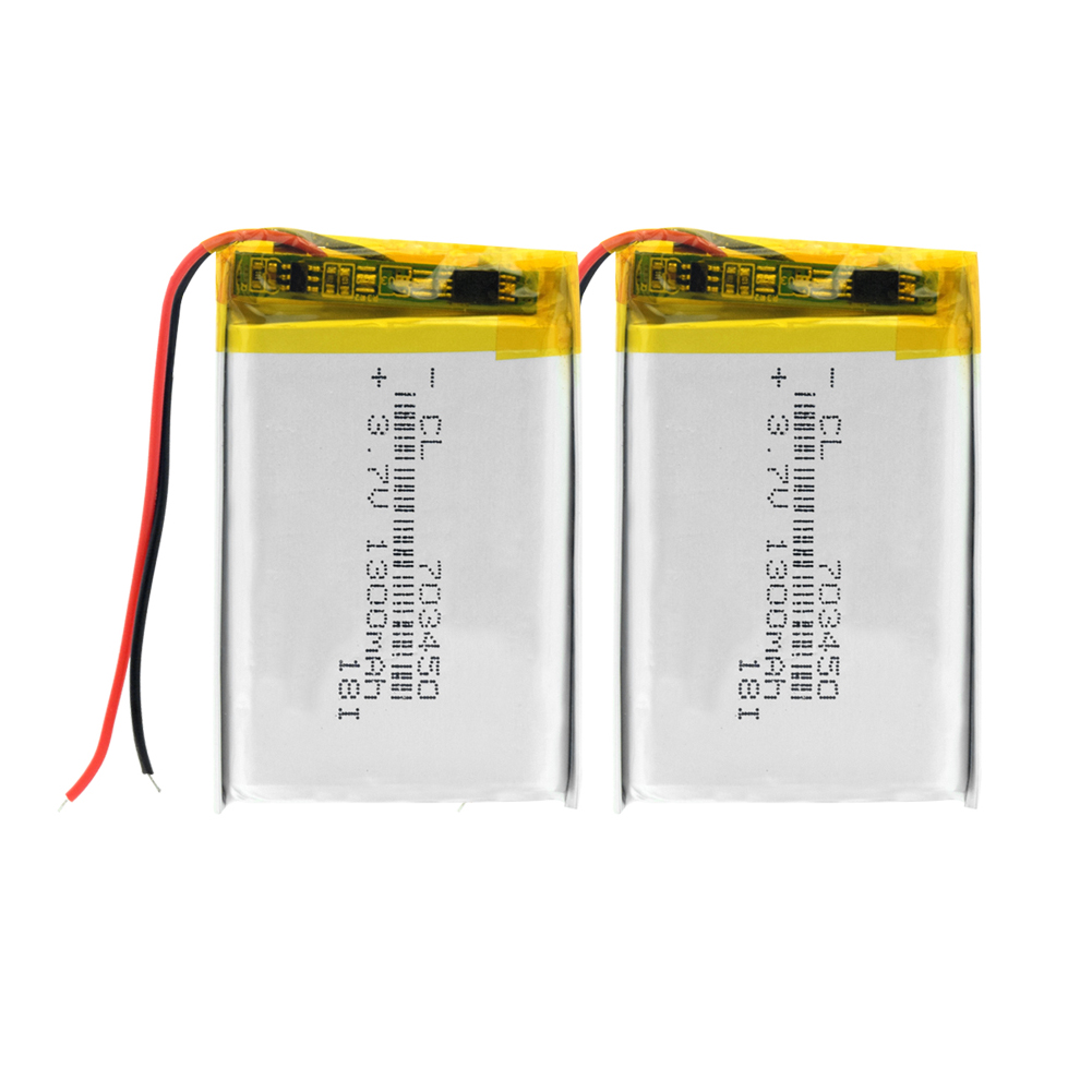 3.7V lithium polymère batterie 703450 1300MAH Rechargeable Li-ion cellules avec carte PCB pour DVD MP3 MP4 MP5 GPS Bluetooth haut-parleur tablette: 2Pcs